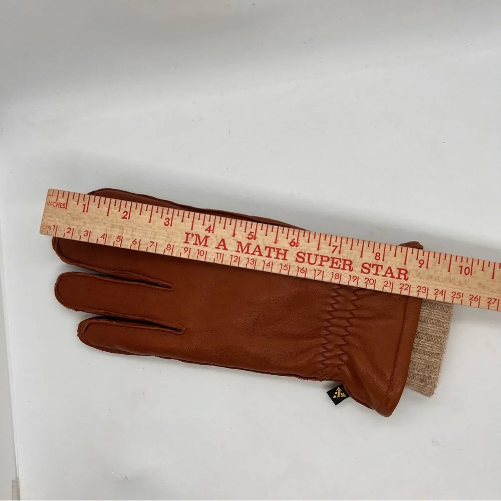 Auclair Leather Gloves M Medium Brown Wool Lined Winter Warm